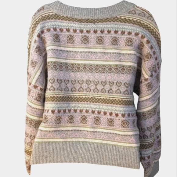 NYC Knits Fair Isle V-Neck Crop Cardigan...Size Large - Picture 2 of 8